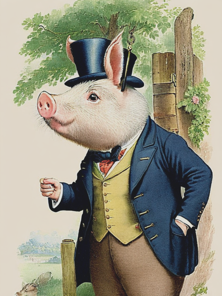 06113-2274185236-vintage illustration Beatrix Potter style of a gentleman pig.png